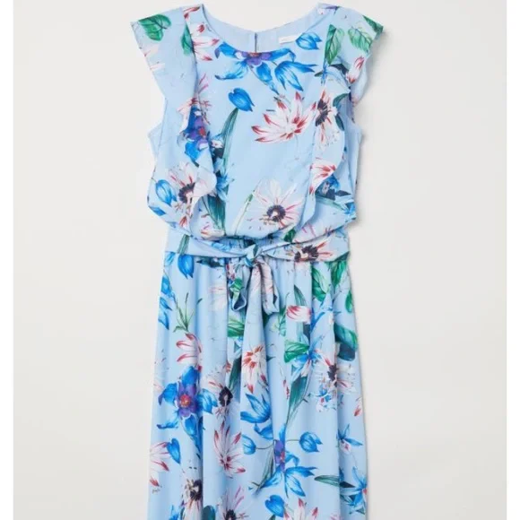 H&M | Dresses | Hm Maternity Light Blue Floral Sleeveless Dress | Poshmark